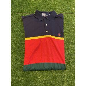 Vintage Ralph Lauren Polo shirt mens medium red green rugby shield colorful 30